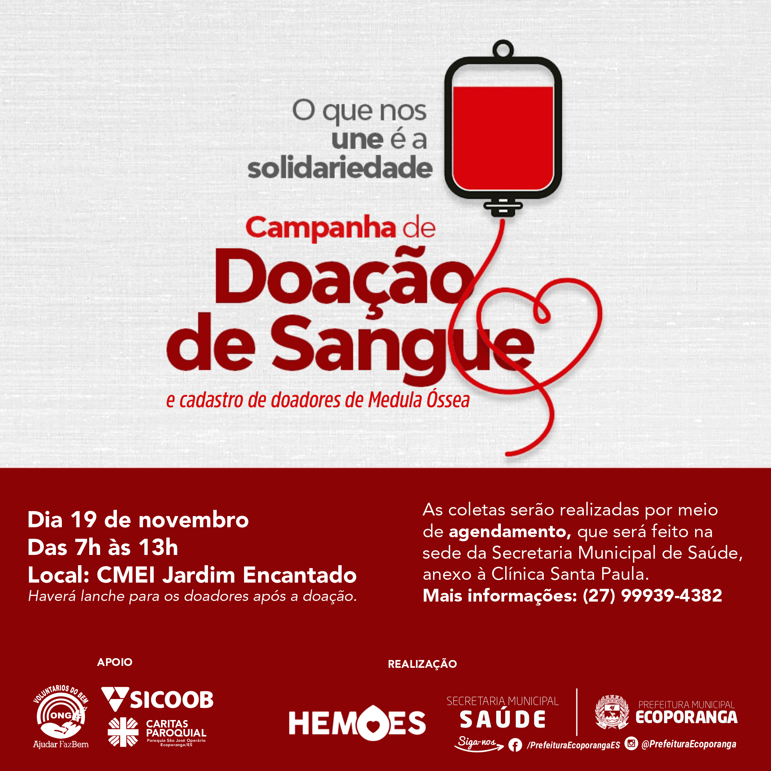 PREFEITURA DE ECOPORANGA PROMOVE CAMPANHA DE DOAÇÃO DE SANGUE