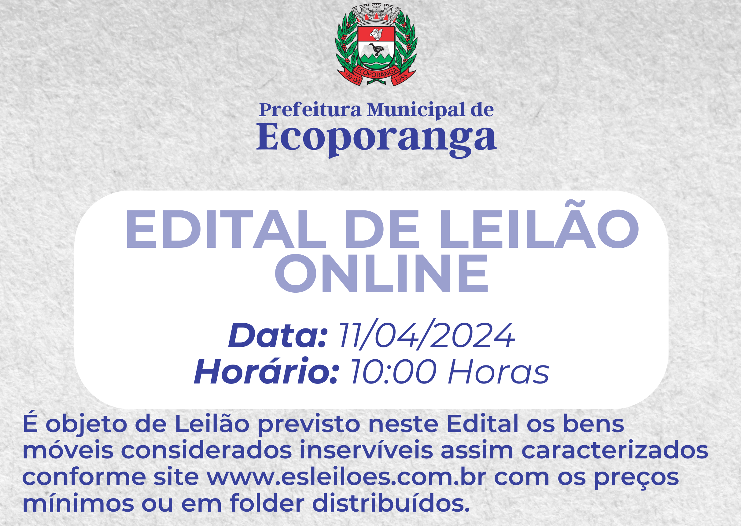 EDITAL DE LEILÃO – ONLINE PREFEITURA MUNICIPAL DE ECOPORANGA