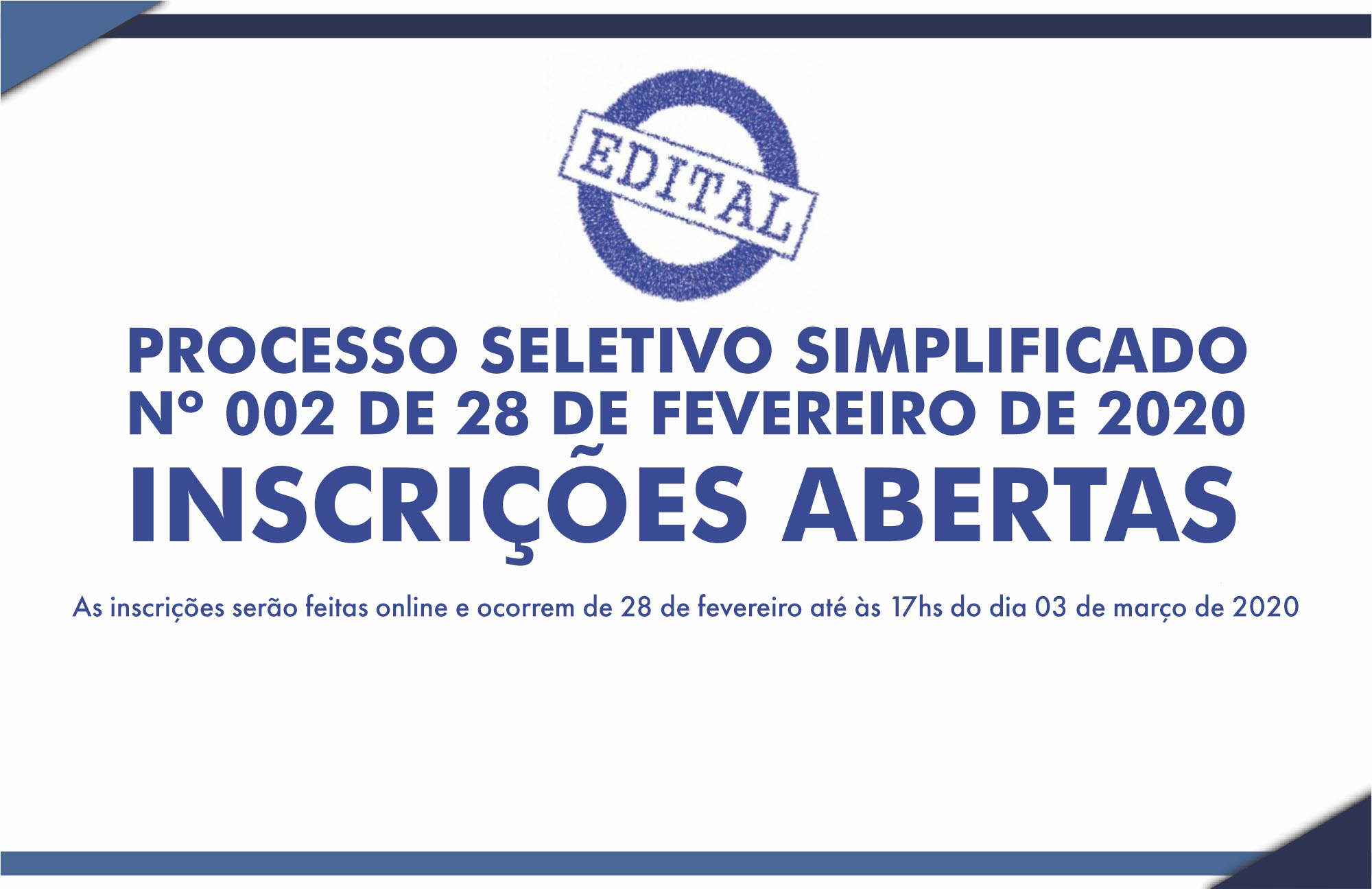 PROCESSO SELETIVO 2020: PREFEITURA DIVULGA EDITAL DE CONVOCAÇÃO Nº 002/2020 DO PROCESSO SELETIVO Nº 002/2020, PARA A SECRETARIA MUNICIPAL DE EDUCAÇÃO